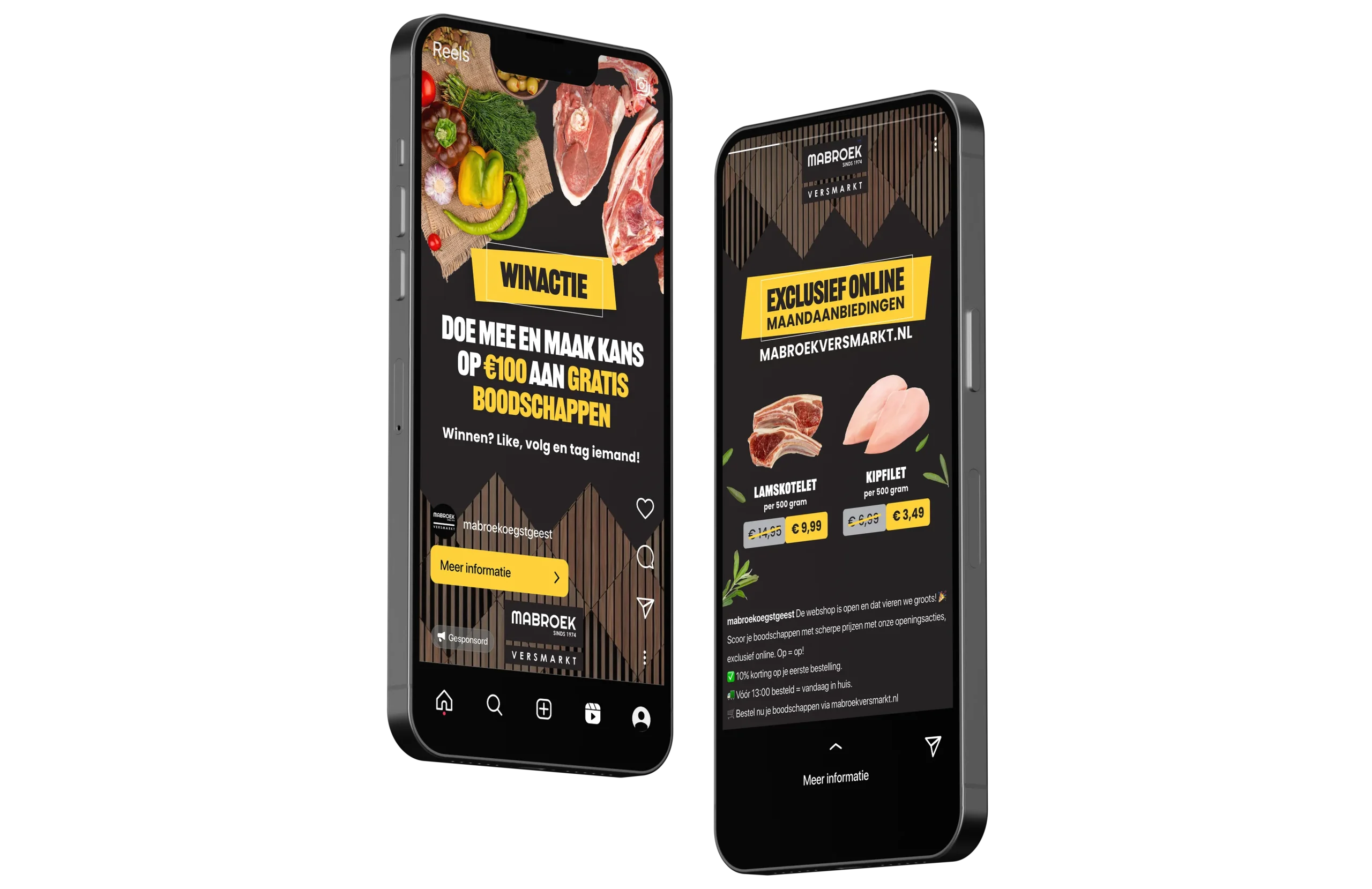 Mobiele weergave van social ads voor Mabroek Versmarkt | Donkeys & Co.