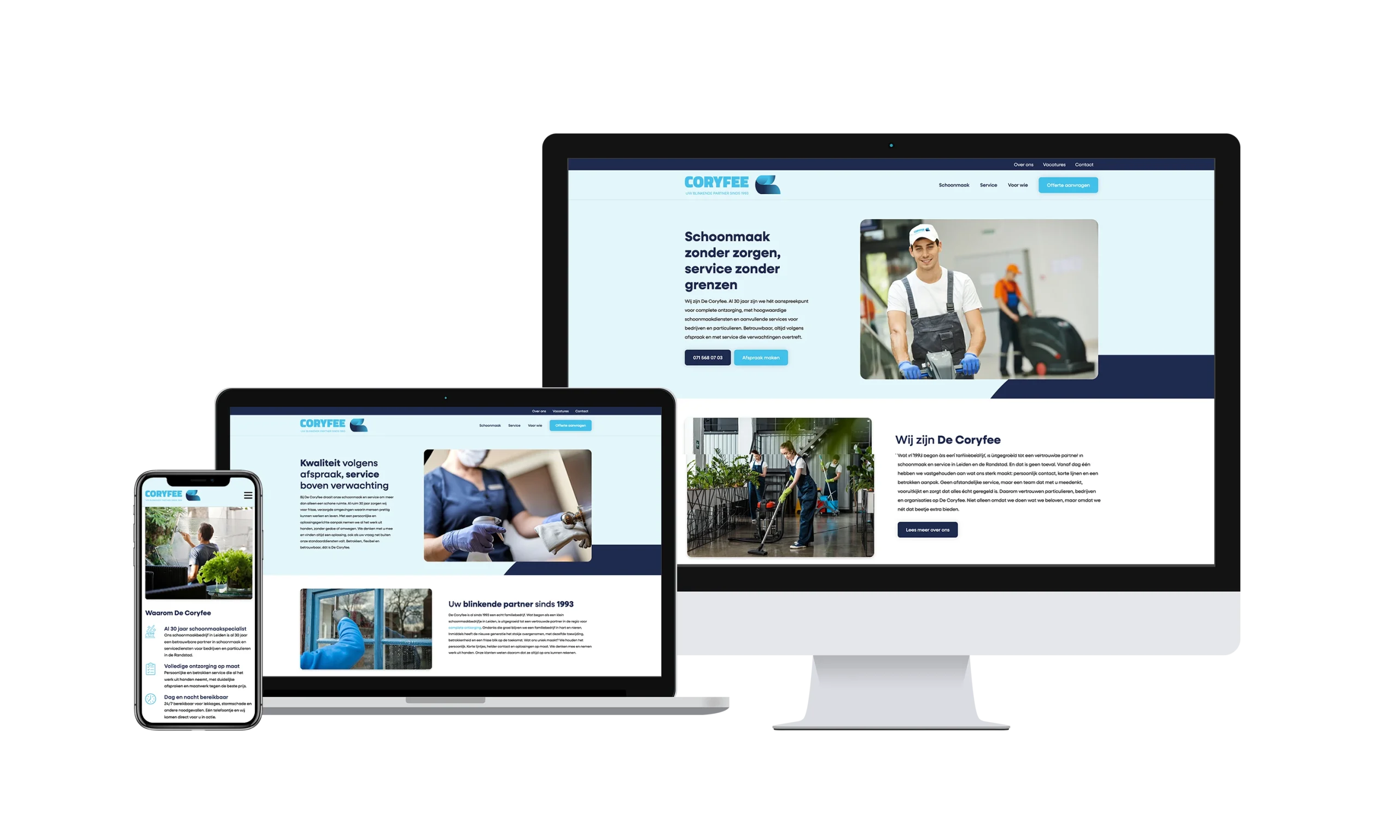 Voor De Coryfee ontwikkelden we een frisse merkuitstraling, sterke webteksten en een SEO-proof website die meegroeit met hun ambities.
