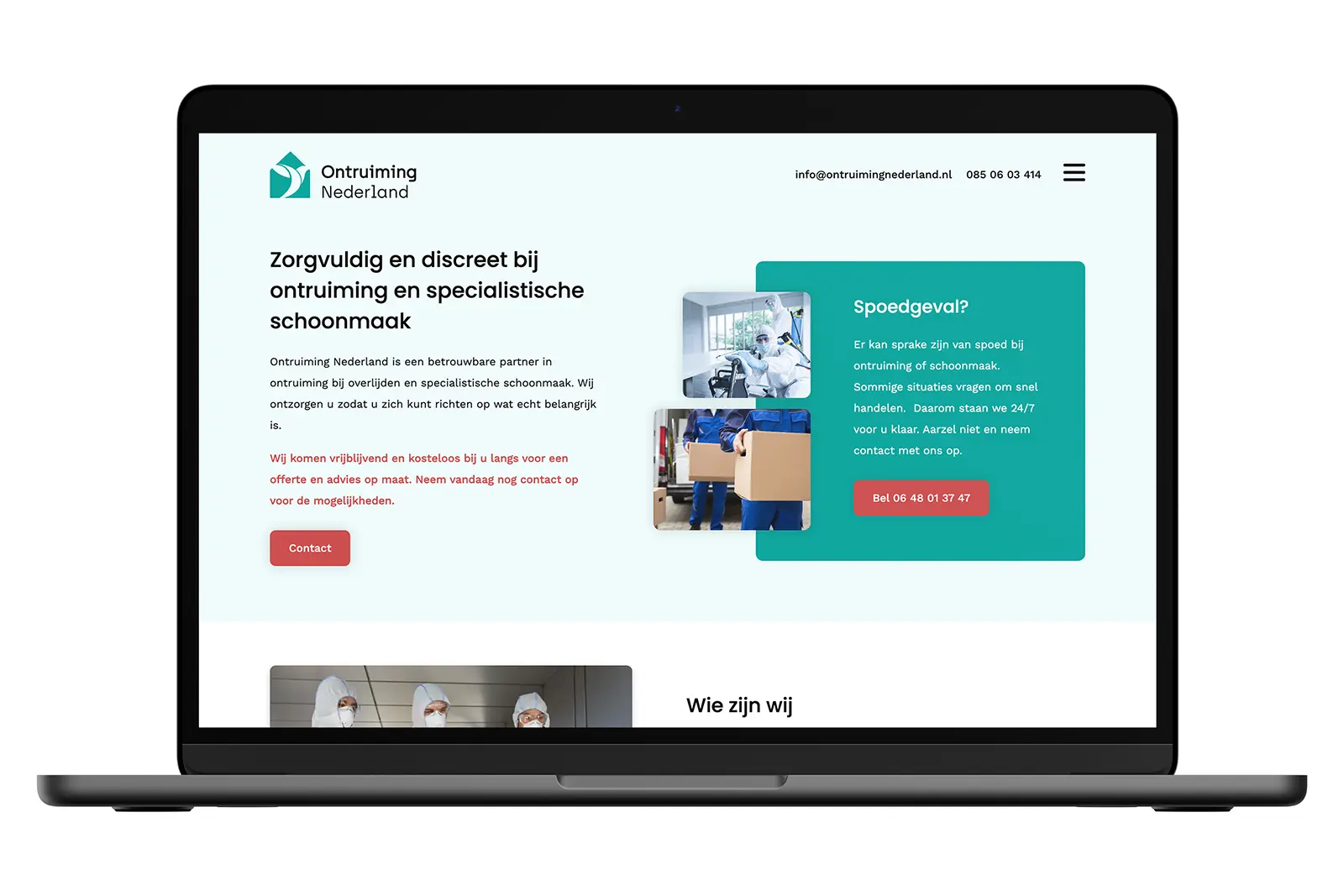 Het webdesign van Ontruiming Nederland door Donkeys & Co.